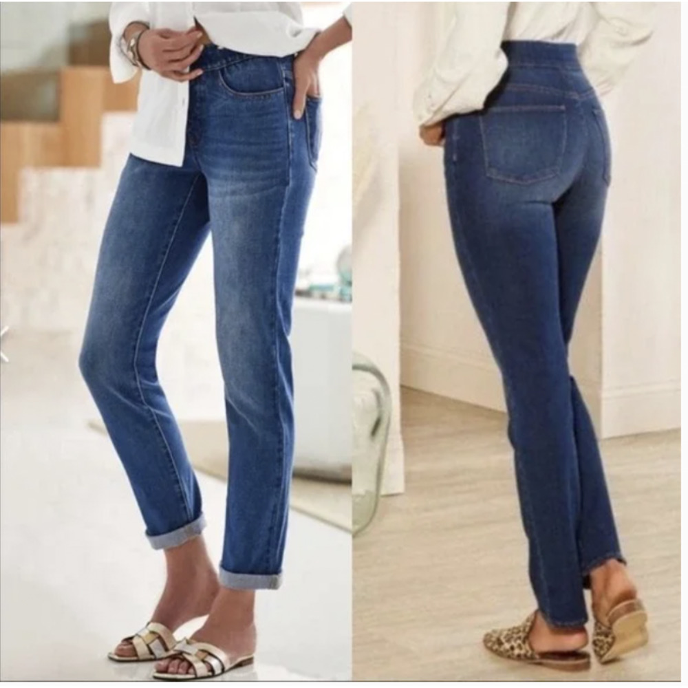 Soft Surroundings The Ultimate Denim Pull On Relaxed Straight Jeans Size XL